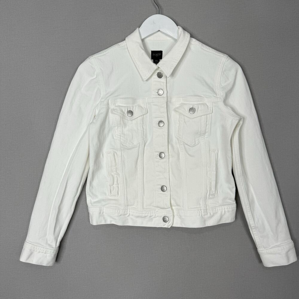 J.Crew Womens Jean Jacket‎ XS White Wash Classic Crop Preppy Old Money Prep 2024